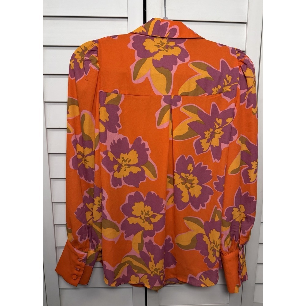 BTFBM Floral Long Sleeve Button Down Top Women's Size Small - Picture 9 of 9